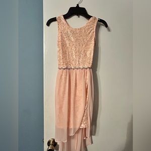 BCX Big Girls Lace Handkerchief Hem Skater Dress Med Pink Size 8